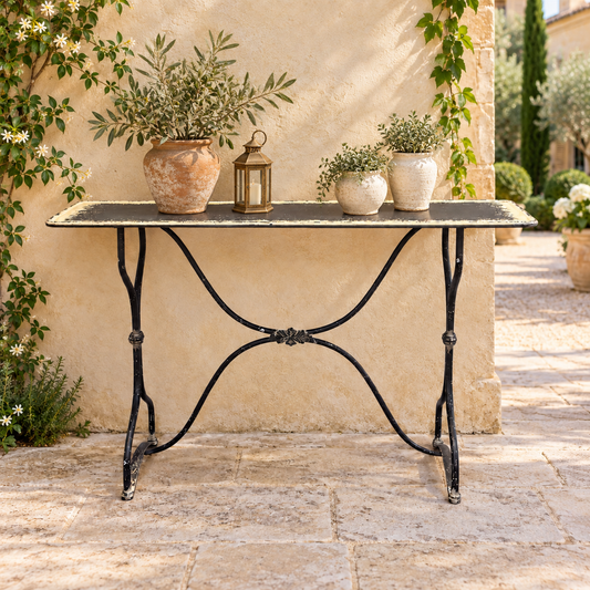 Vintage Style Distressed Metal Console Table