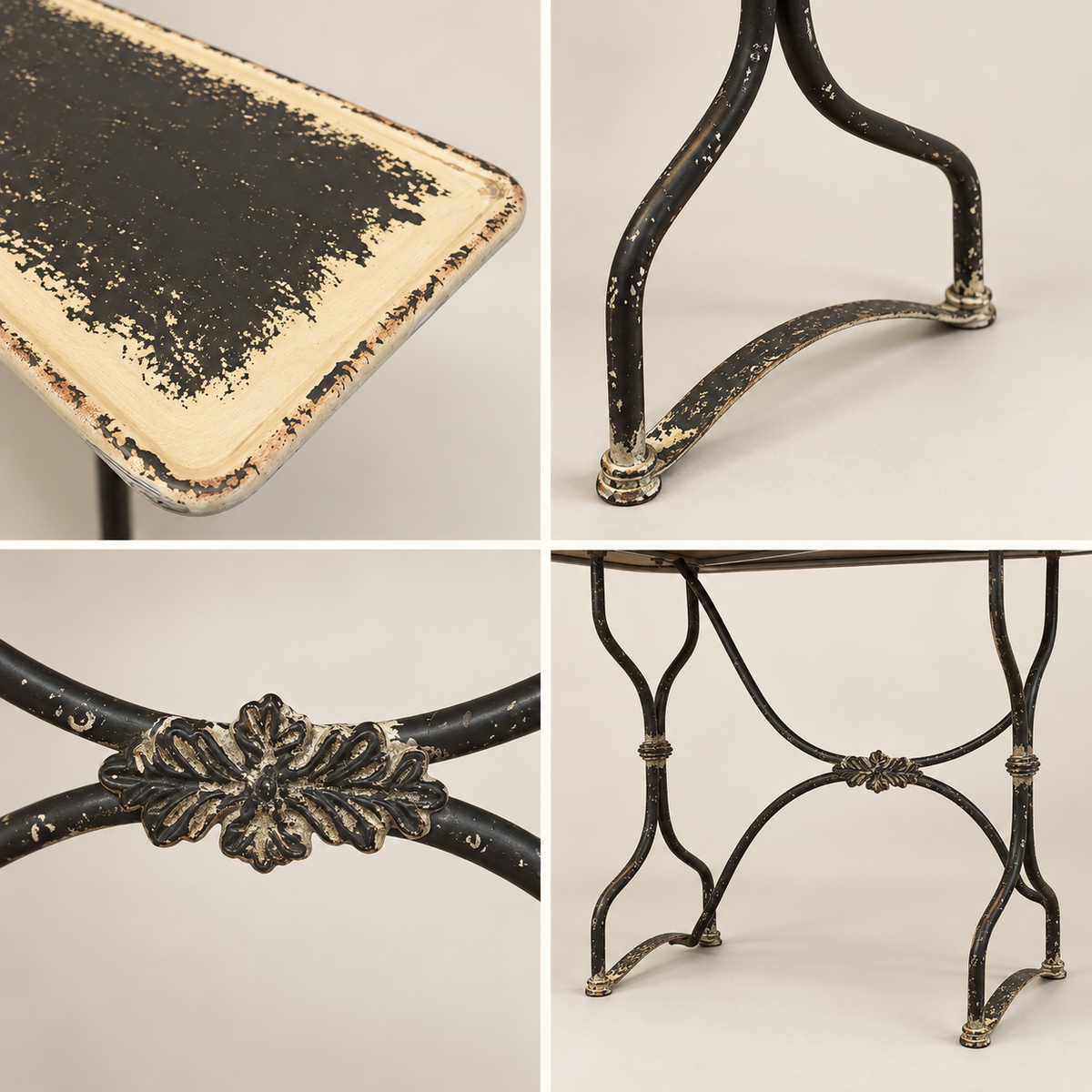 Vintage Style Distressed Metal Console Table