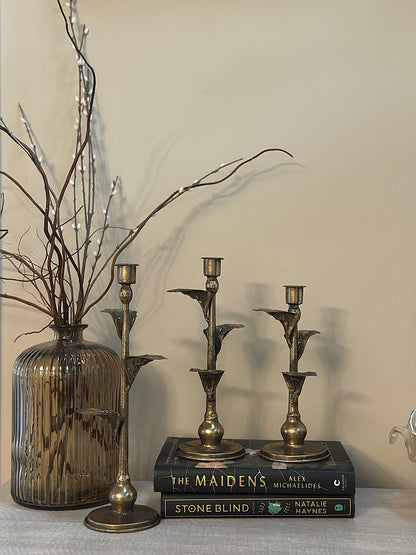 Metal Leaf Candle Holders – Set of 3