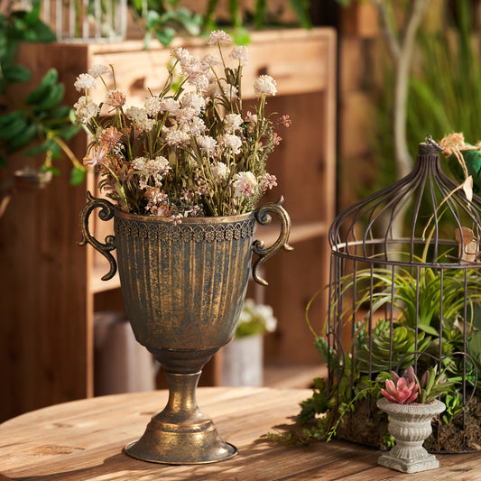Aged Iron Trophy Vase