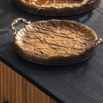 Antique Brass-Style Decorative Serving Trays
