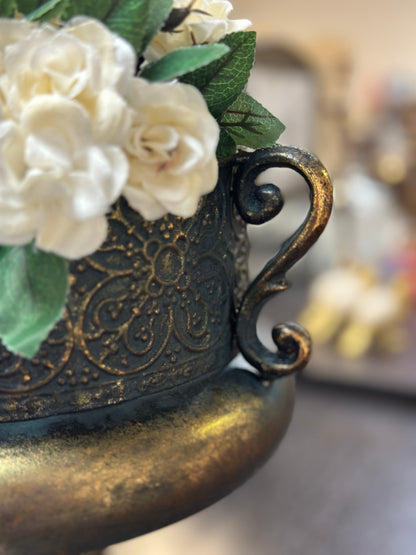 Vintage Ornate Metal Urns