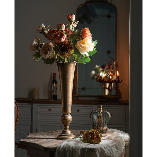 Tall Gold Trumpet Vase