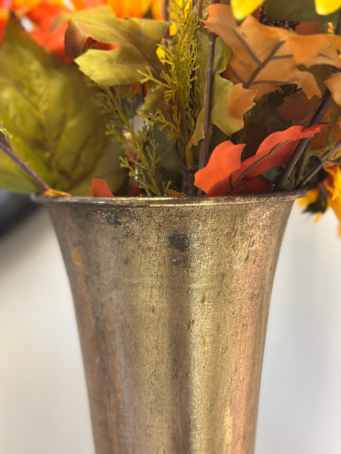 Tall Gold Trumpet Vase
