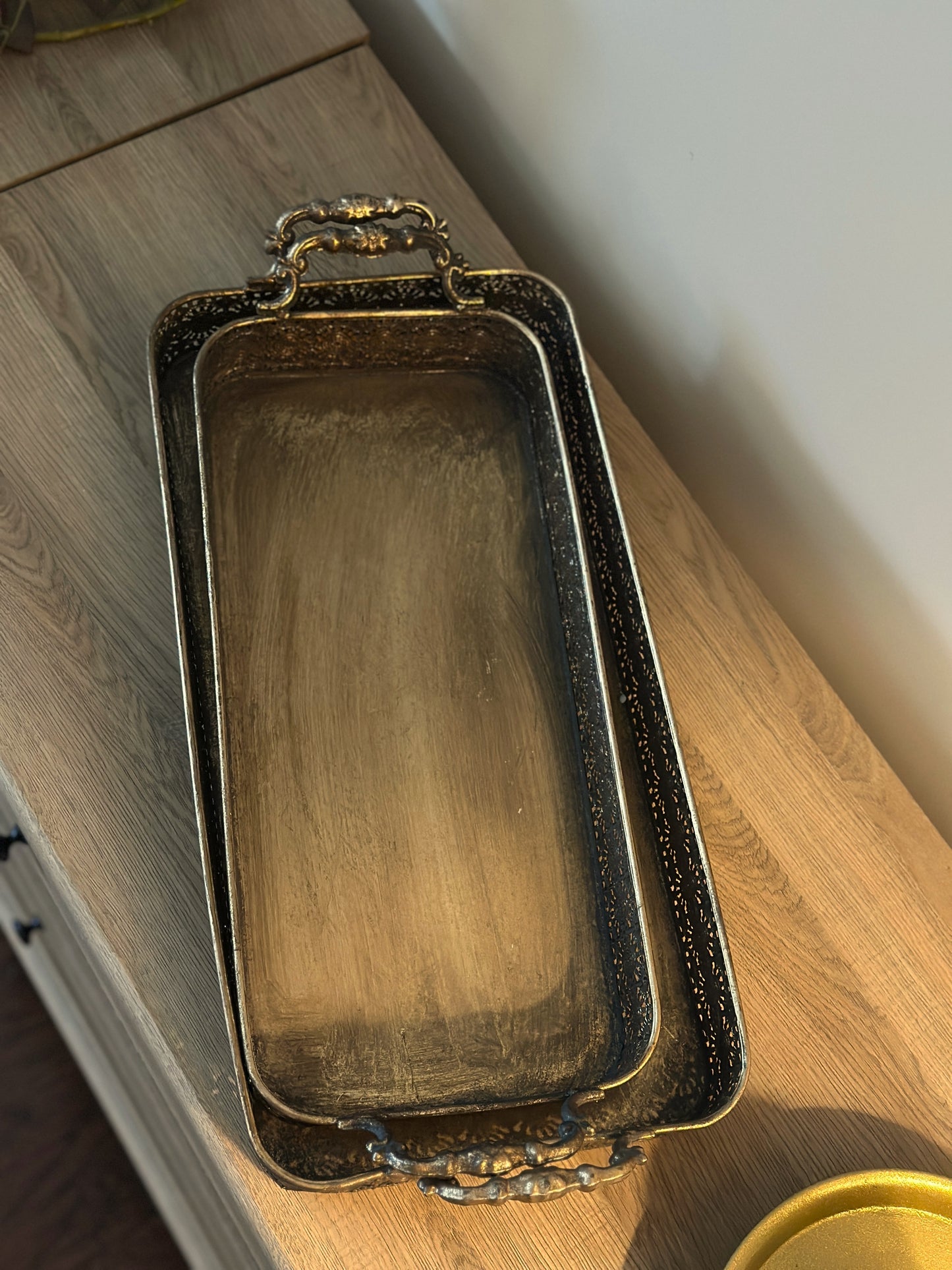 Ornate Vintage-Style Filigree Serving Tray Set of 2