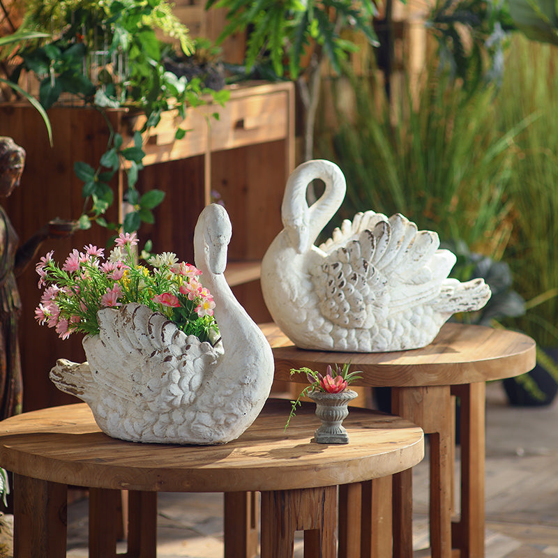 Vintage-Style Swan Planter