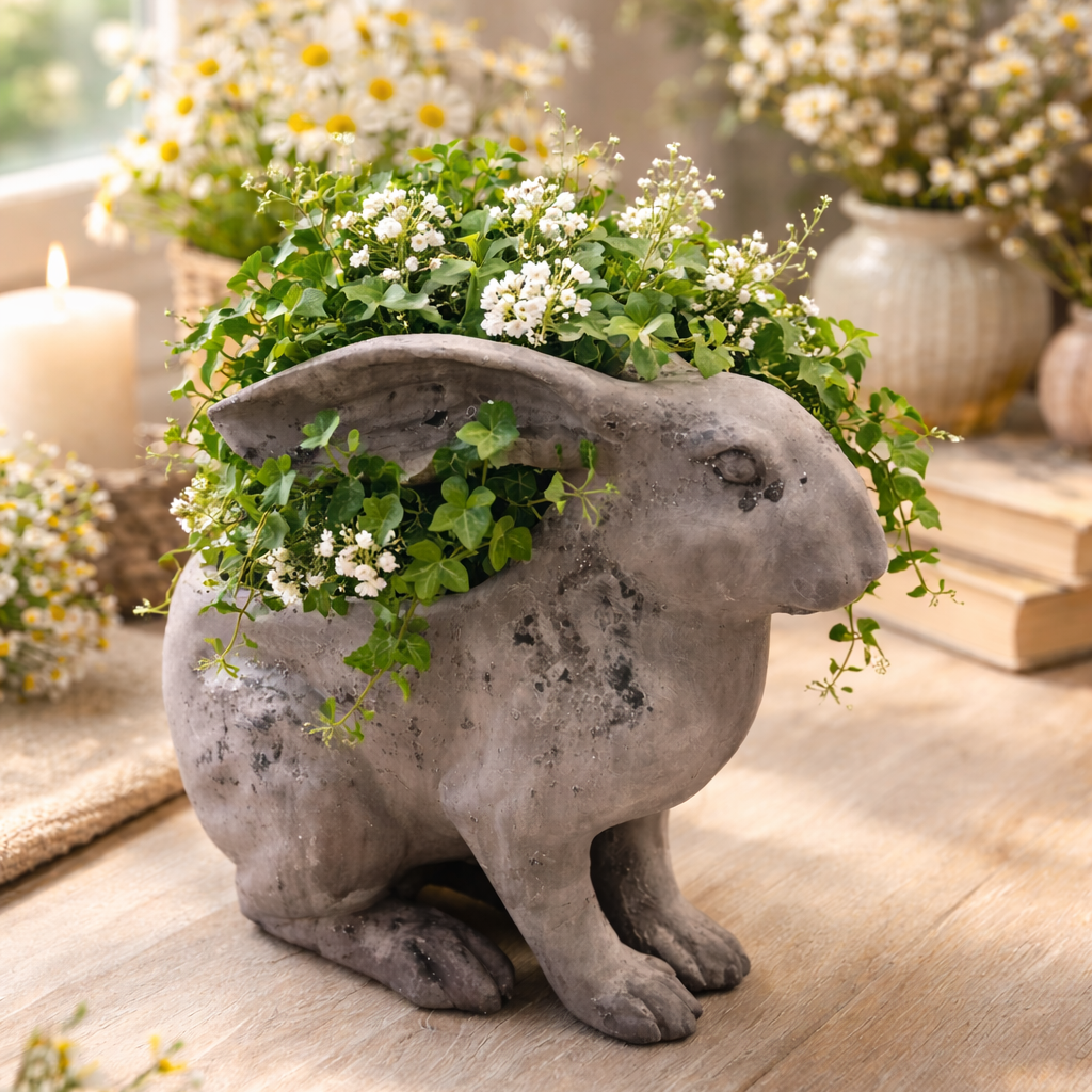 RESIN RABBIT PLANTER