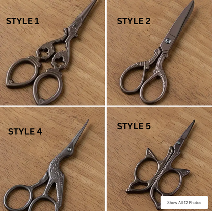 Vintage Style Embroidery Scissors with Random Brocade Sheath
