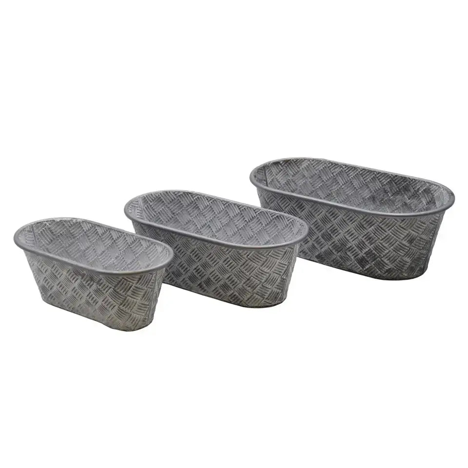 Oval Basketweave Planters Set of 3