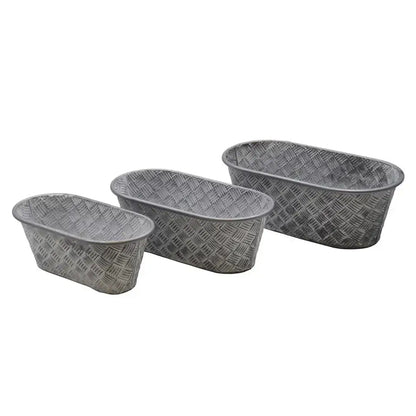 Oval Basketweave Planters Set of 3