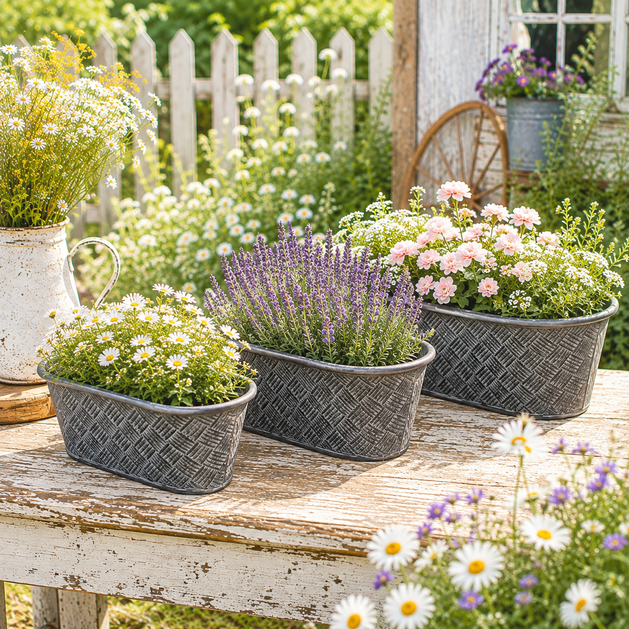 Oval Basketweave Planters Set of 3