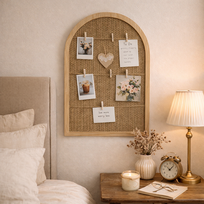 Arched Rattan Photo Display Board