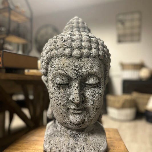Cement Buddha Head Statue