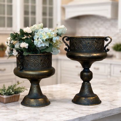 Vintage Ornate Metal Urns