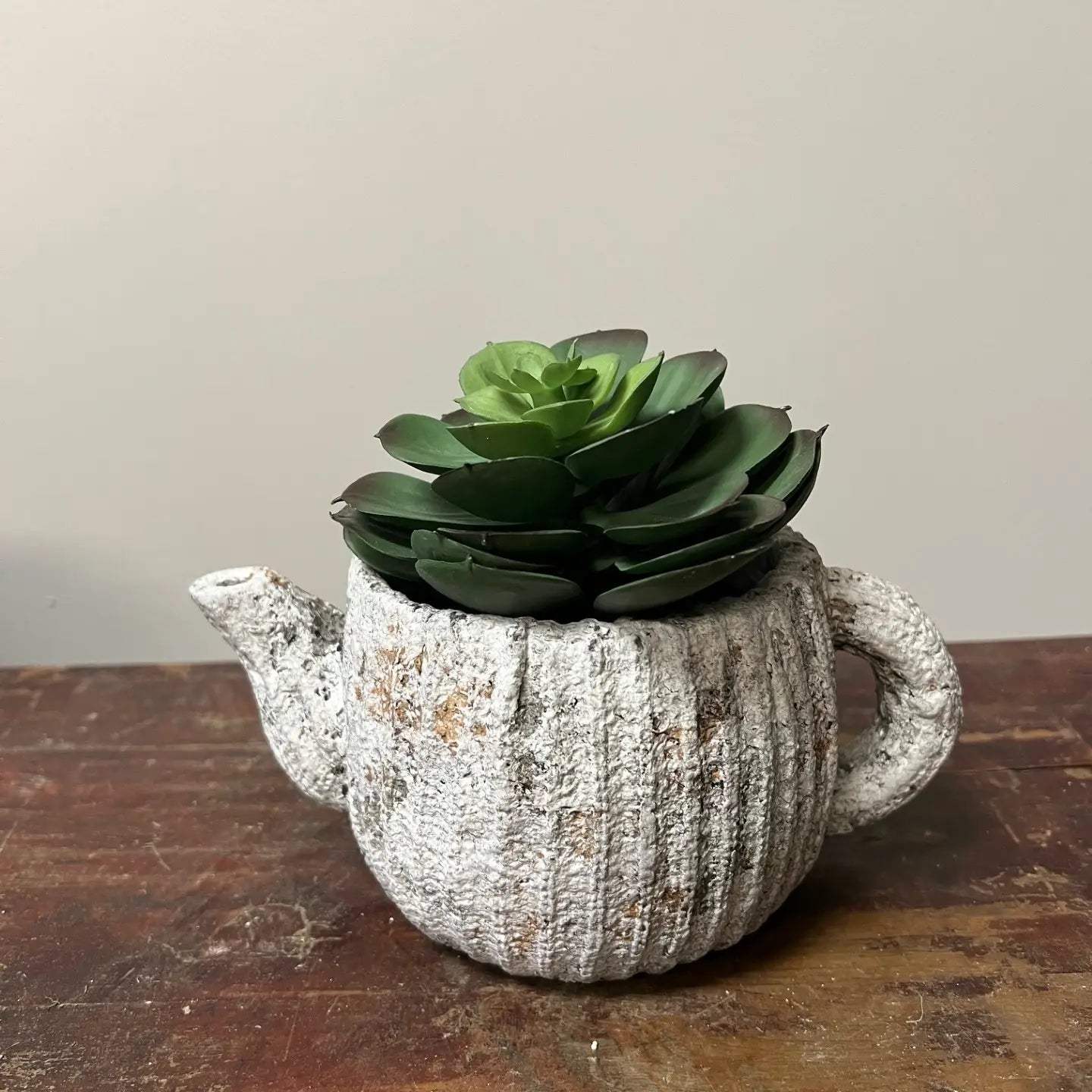 Cement Rustic Teapot Planter