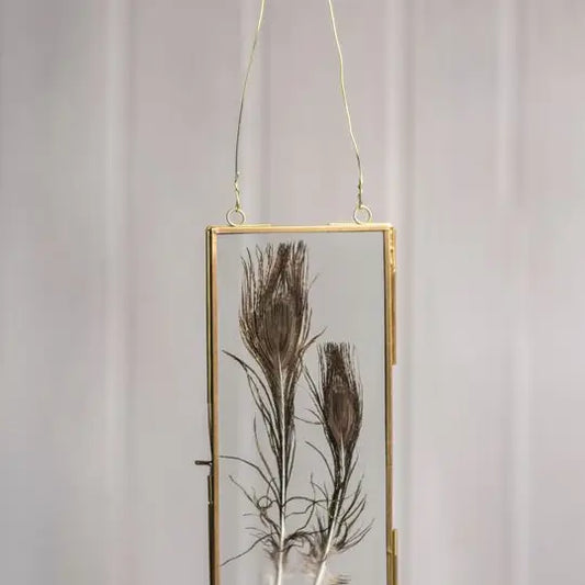 BRASS FRAME WITH HANGING LOOPS 4" X 10"
