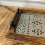 Wood Tray With Glass Bottom