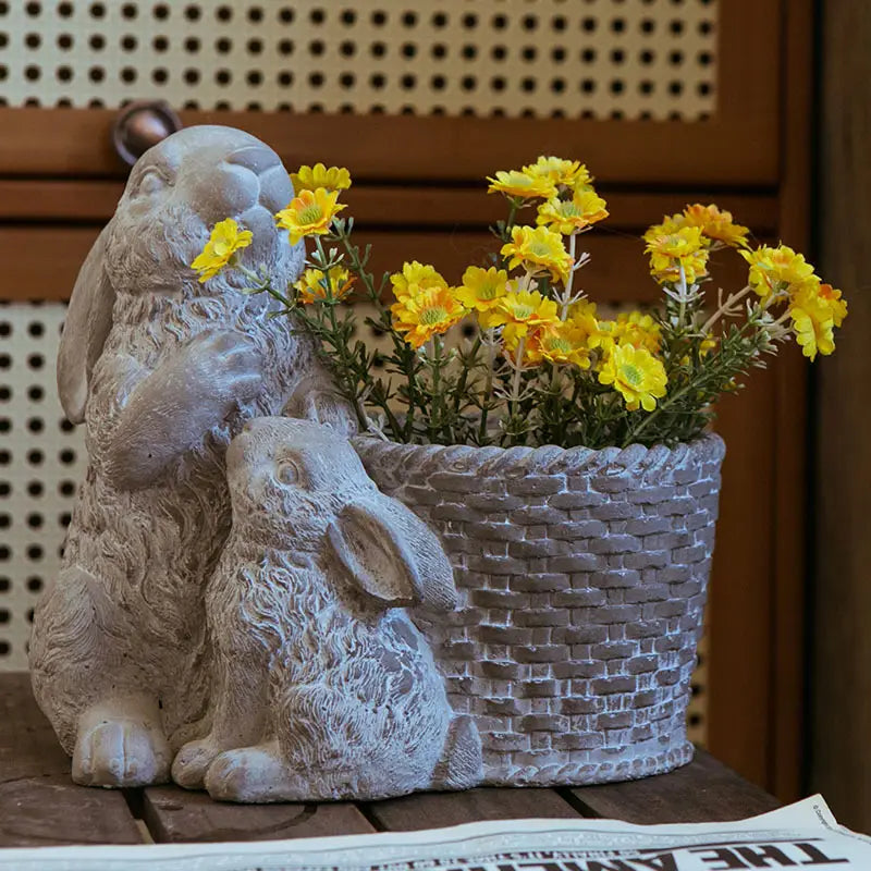 CEMENT RABBITS PLANTER – VagabondVintage