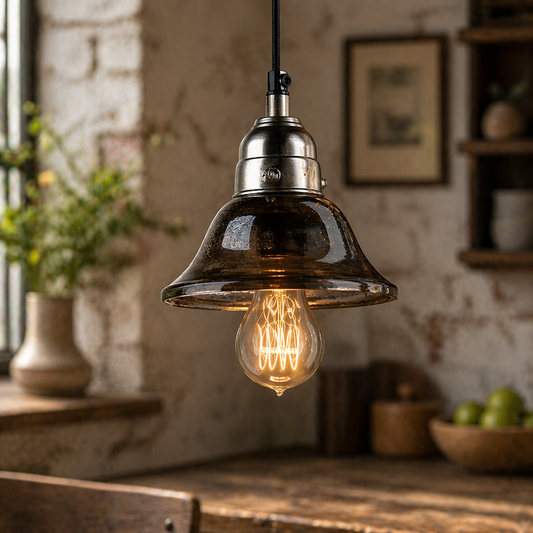 Antiqued Mercury Glass Bell Pendant