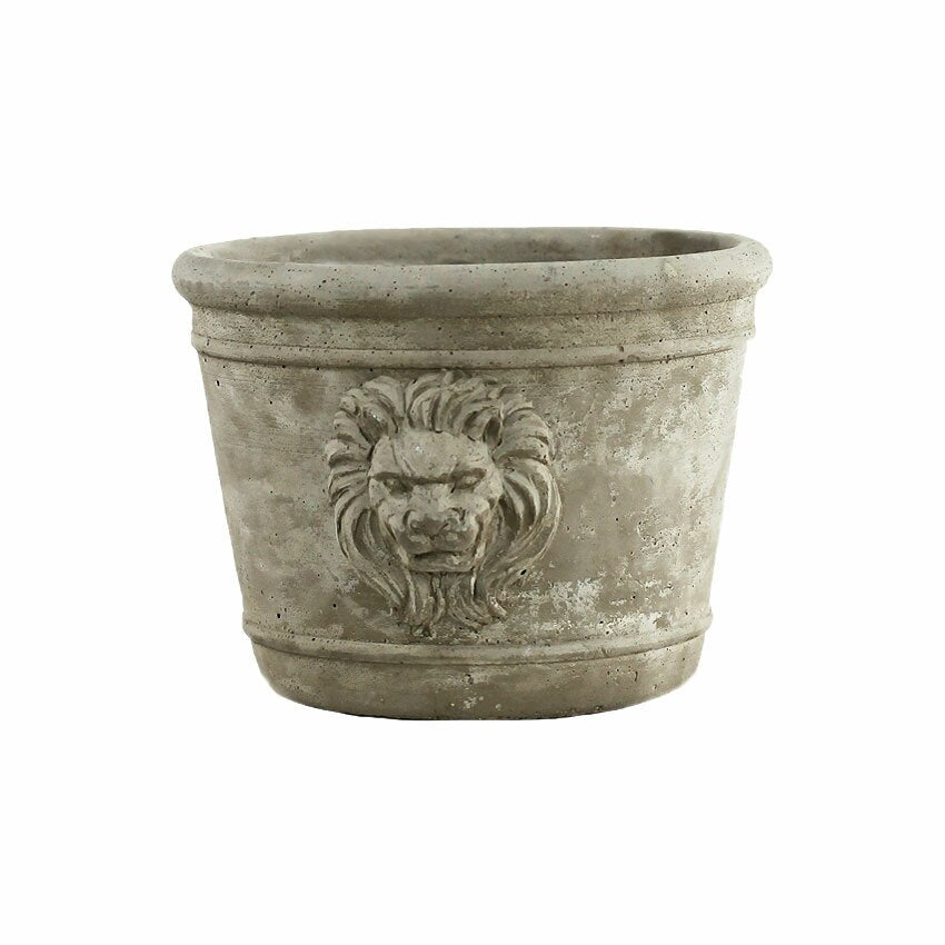 Cast Cement Lion Head Planter