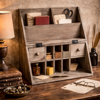 Recycled Wood Folding Desk Caddy
