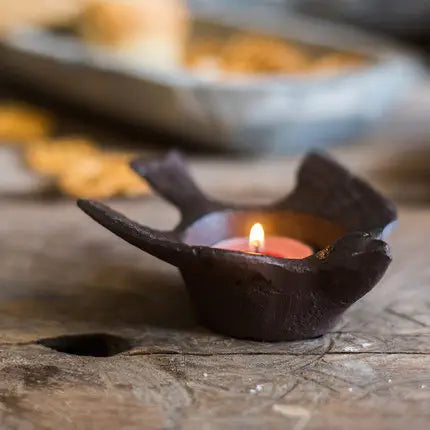 Rustic Iron Bird Tea Light Holder