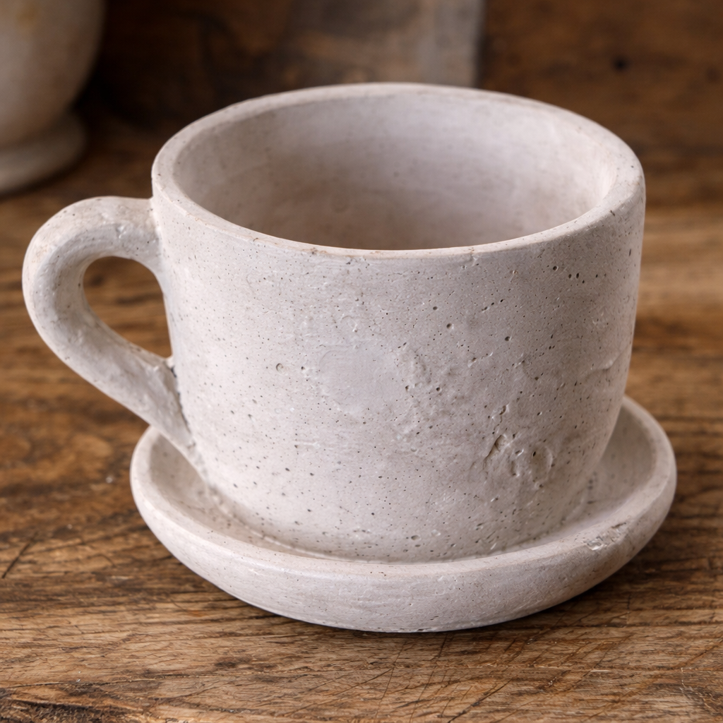 Large Cement Teacup Planter