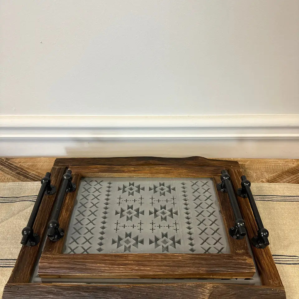 Wood Tray With Glass Bottom