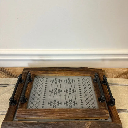Wood Tray With Glass Bottom