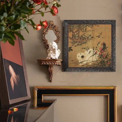 Vintage Style  Cat Botanical Framed Wall Art